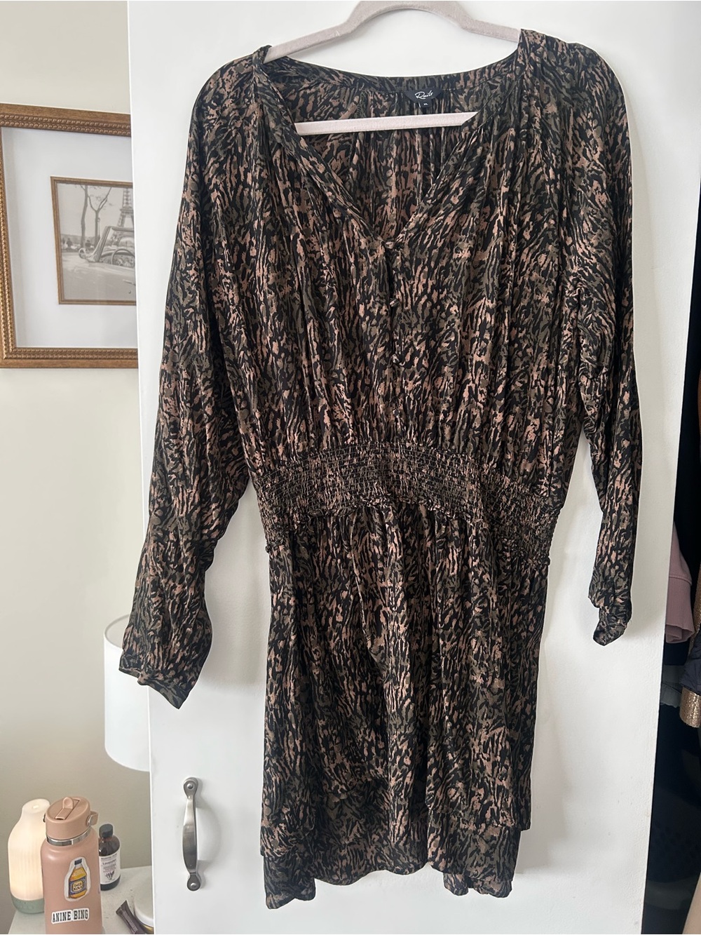Rails Long-Sleeve Smocked-Waist Dress